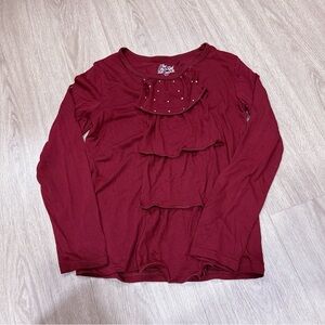 Star ride Chic Maroon Ruffle Blouse